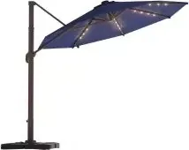 10-Foot Cantilever Patio Umbrella w/ Base & Lights