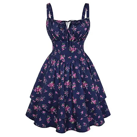 Scarlet Darkness Women's Floral Mini Corset Dress w/ Pockets (various)