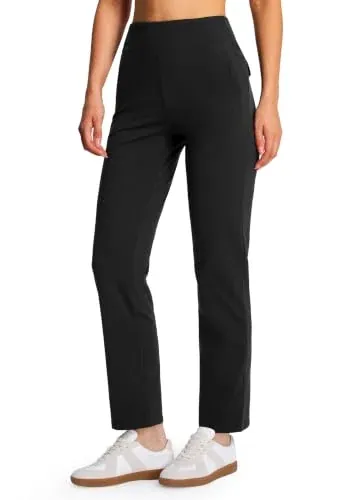 Libin Women's Fleece Lined Pants Stretch Thermal Pants Zip Pockets 29/31