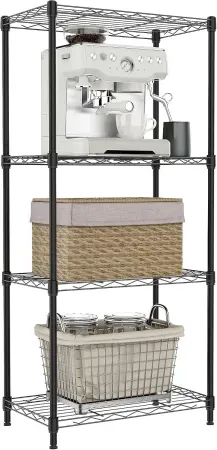 4-Tier Izeuk Black Metal Wire Shelving Unit