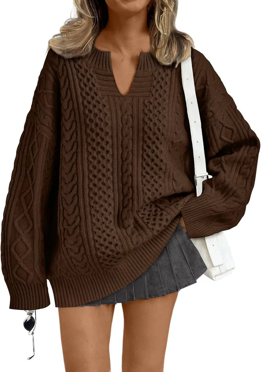 TRENDY QUEEN Oversized Cable Knit Sweaters