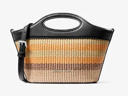 Michael Kors Tatum Small Striped Woven Crossbody Bag