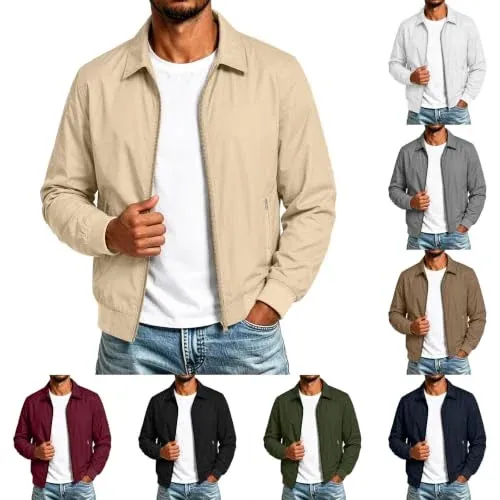 Mens Bomber Jacket Lightweight Full Zip