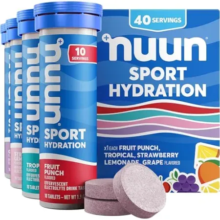 4-Tube Nuun Sport Electrolyte Hydration Tablets (40-count Total)
