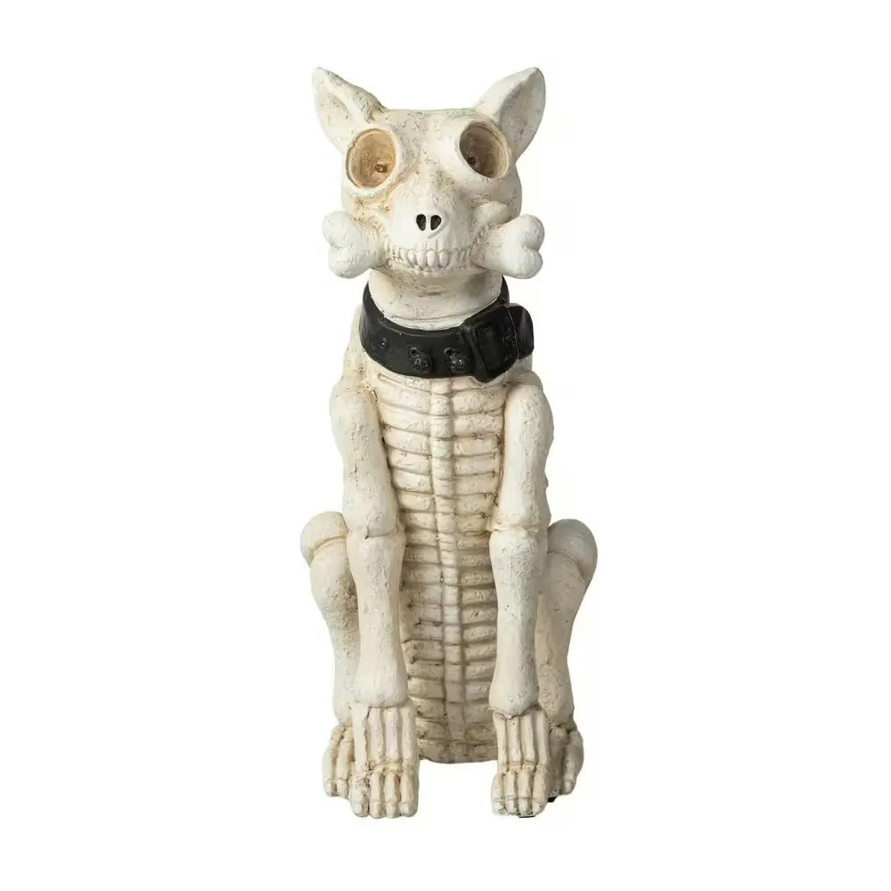 Glitzhome Lighted Skeleton Dog 20.5" Halloween Porch Decor