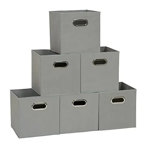 Household Essentials Fabric Storage Bins, Dove Gray, Set of 6
