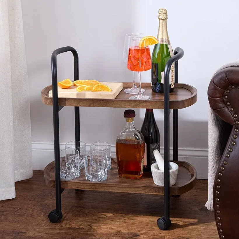 Lakeside 2-Tier Kitchen/Bar Serving Cart w/ Wheels