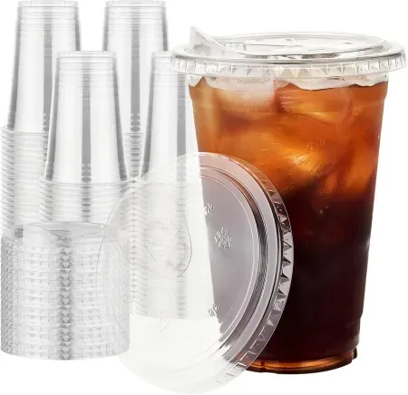 100-Pack Vpackduo Plastic Cups (16 oz each) w/ Lids