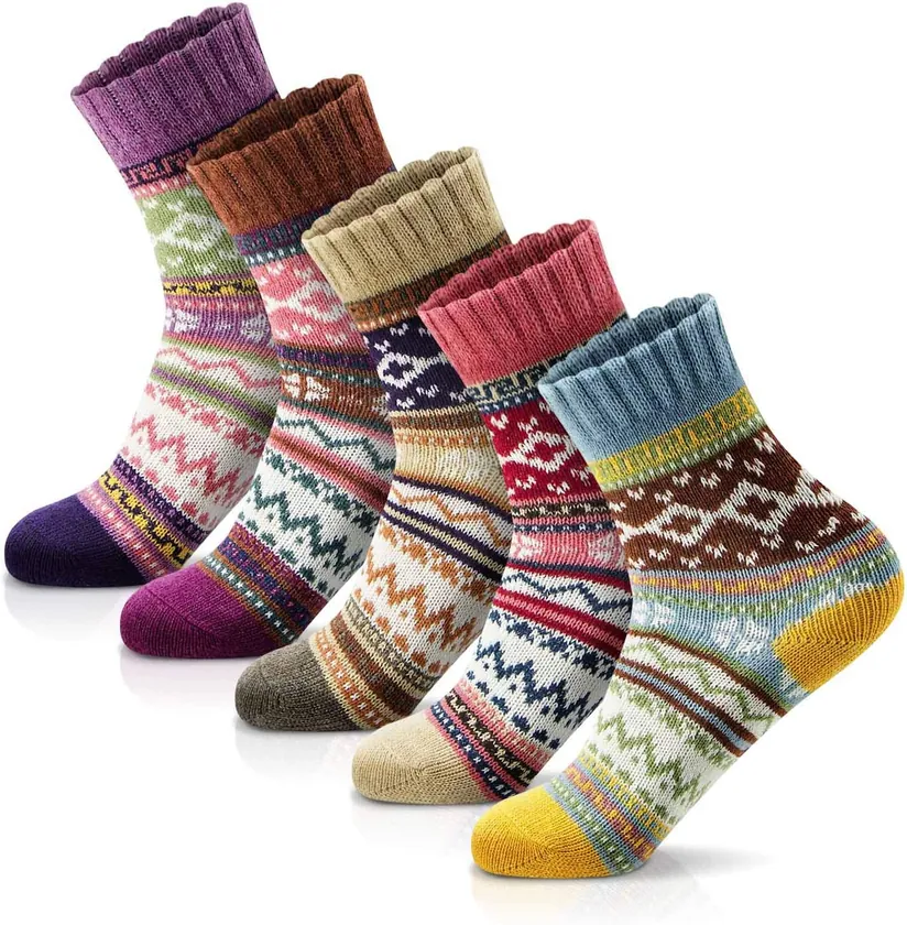 FYC Women’s Wool-Blend Socks 5-Pack in Multicolor