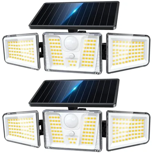 KOOPER 3-Head Solar Motion Sensor Flood Lights 2-Pack