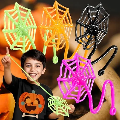 Glow Fever Sticky Spider Web Party Favors 24-Pack