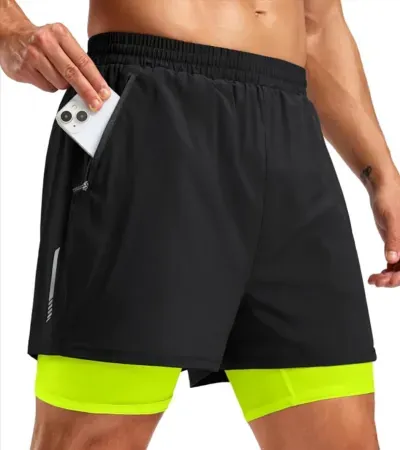 Pudolla Men’s 7" 2-in-1 Quick Dry Running Shorts w/ Pockets