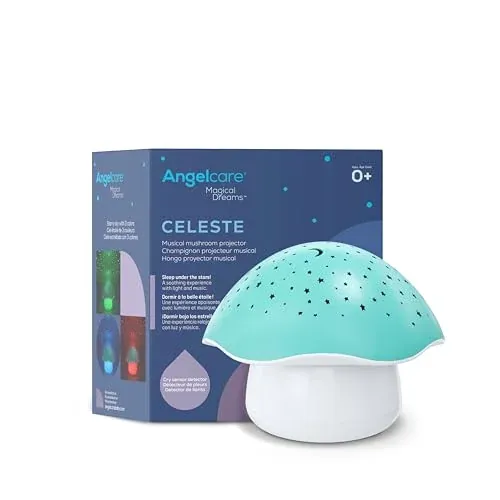 Angelcare Celeste Mushroom Baby Night Light Musical Projector
