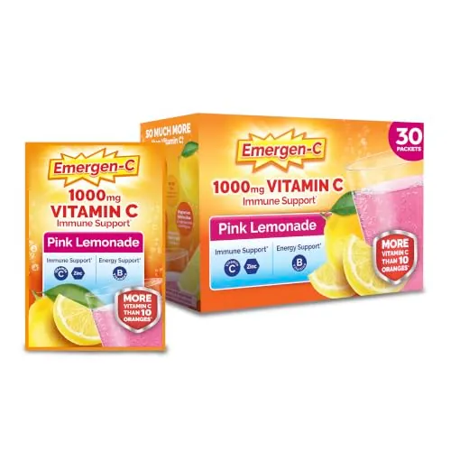 Emergen-C Vitamin C 1000mg Immune Support Powder Pink Lemonade 30-Packs