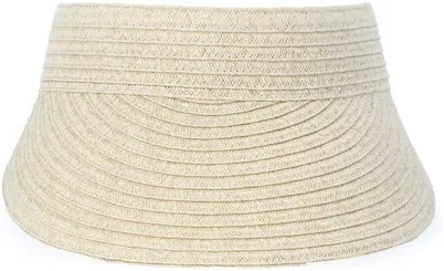 Time and Tru Women's Straw Visor Hat, Light Natural/Black