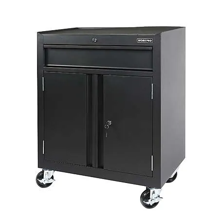 28" 2-Shelf WORKPRO Rolling Garage Storage Cabinet