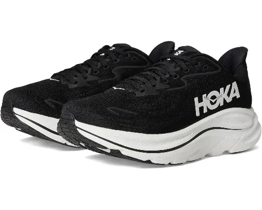 HOKA Women's Clifton 10 Shoes (Black/White, X-Wide)