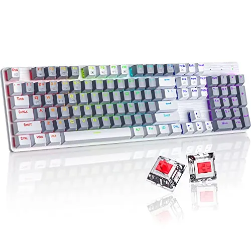 RisoPhy Wired / Wireless 104-Key RGB Backlit Mechanical Keyboard with Red Switches