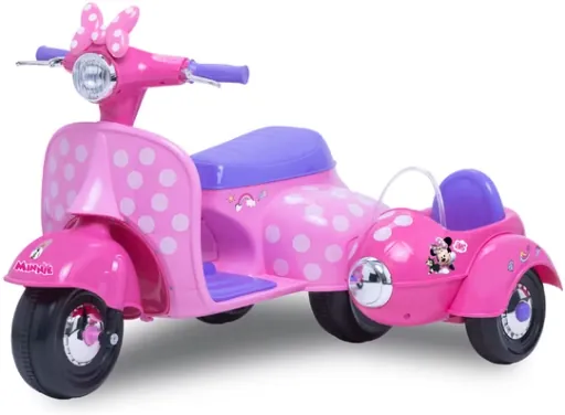 6V Disney Minnie Mouse Happy Helpers Scooter with Sidecar Ride-On Toy by Kid Trax