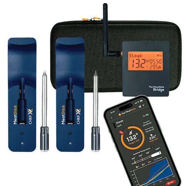 MeatStick Chef X 2-Pack Quad Sensor Smart Wireless Meat Thermometers with WiFi