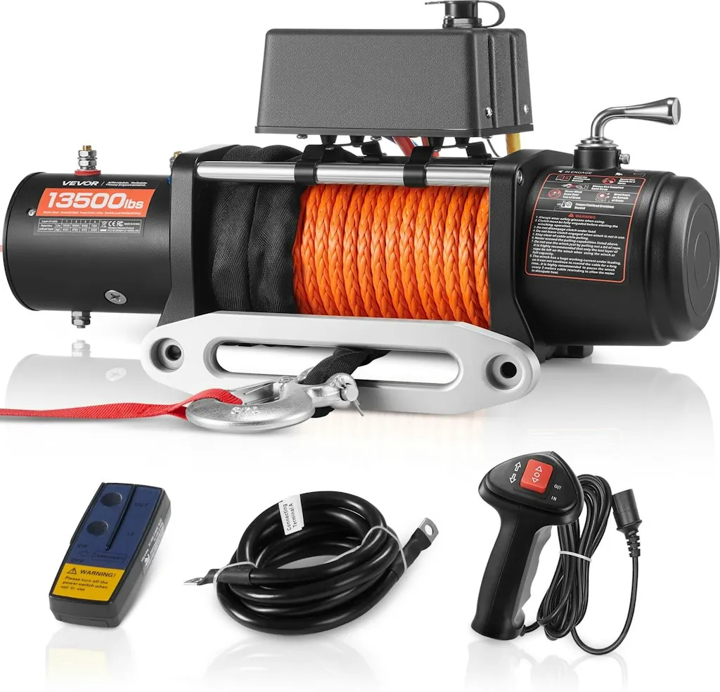 Vevor 13,500-lb. 12V Electric Winch w/ 80-Foot Synthetic Rope & Wireless Remote