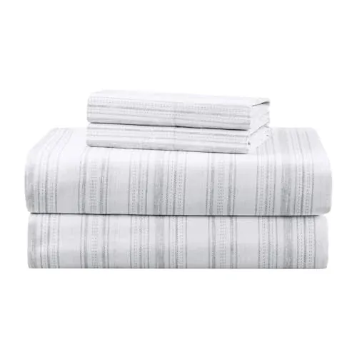 Comfort Spaces 3-Piece Twin Cotton Percale Sheet Set (Good Vibes Grey)