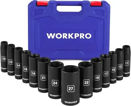 WORKPRO 1/2" Drive Deep Impact Socket Sets