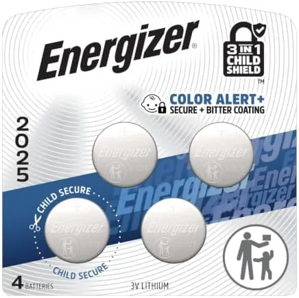 4-Pk Energizer 3V Lithium Coin 2025 Batteries w/ 3-in-1 Child Shield
