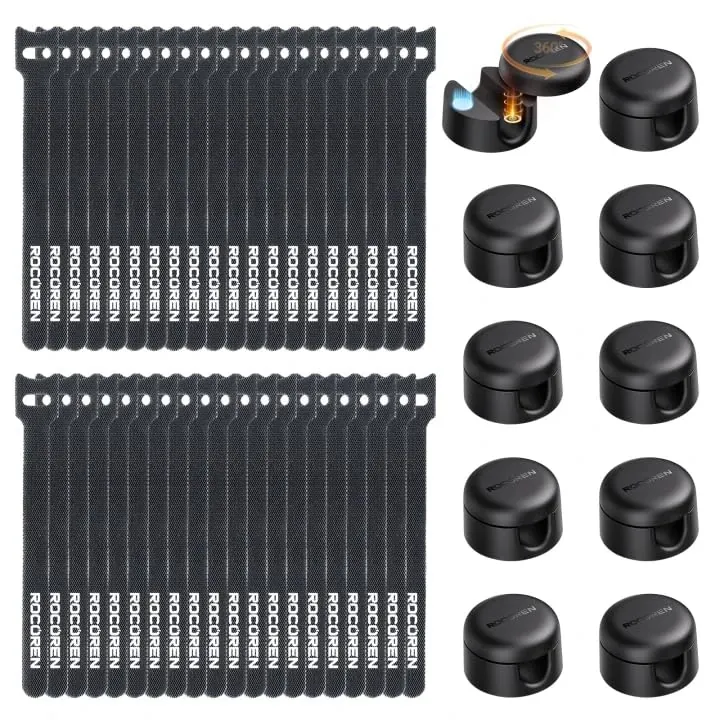 Rocoren 50Pack Rotatable Cable Clips