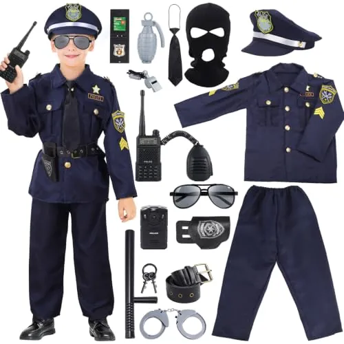 Skirfy 16-Piece Police Costume for Kids Small