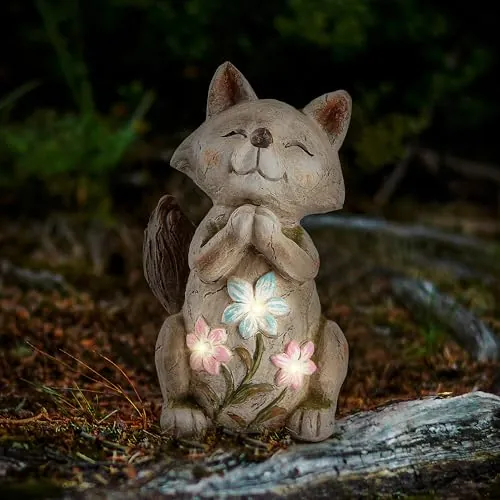 Smadeer Solar Fox Garden Statue w/ Light