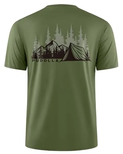 Pudolla Men's UPF 50+ Sun Protection Fishing Shirt