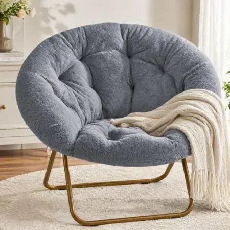 Simple Deluxe Faux Fur Saucer Moon Chair