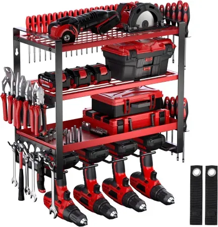 4-Layer Nacial Alloy Steel Wall Mount Power Tool Organizer