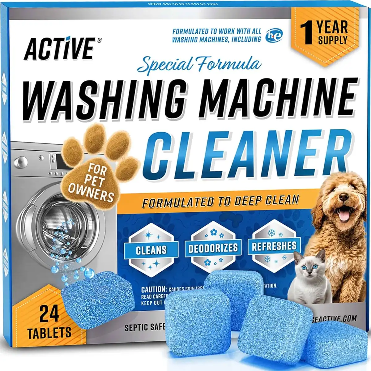 ACTIVE Washing Machine Cleaner for Pet Owners 24-Pack