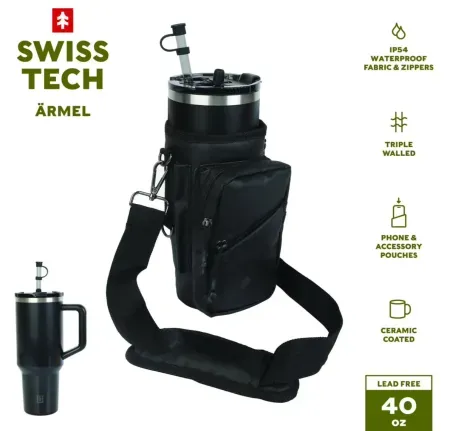Swiss Tech Insulated 40oz Tumbler with Black Carrier Bag
