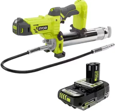 RYOBI ONE+ 18V Cordless Grease Gun with 2.0 Ah HIGH PERFORMANCE Battery