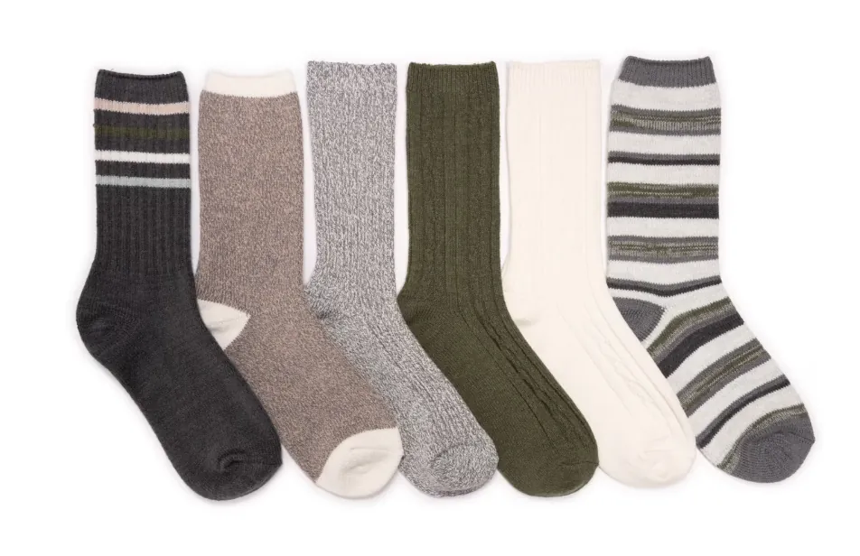 Muk Luks Women's Fluffy Dream Crew Boot Socks 6-Pack