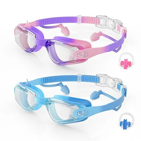 2-ct Aegend Kids' Swim Goggles w/ Anti-Fog Lenses, Ear Plugs & Nose Clips