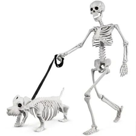 UZYZMS 3' Human & Dog Skeleton Halloween Decorations