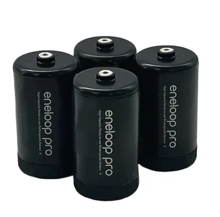4pk Eneloop Panasonic Pro D Size Adapters for Rechargeable AA Batteries