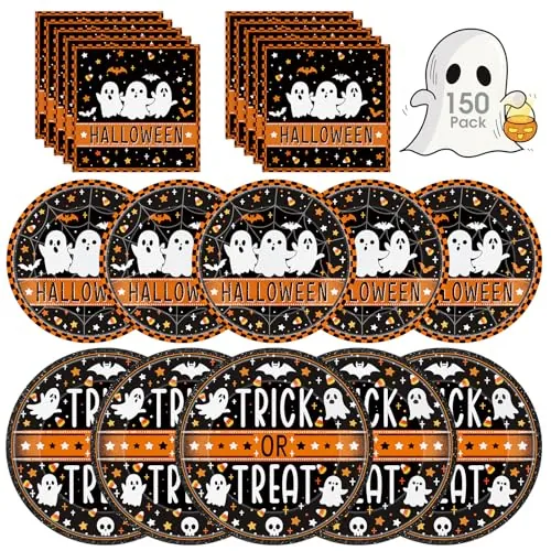 Happy Halloween Plates and Napkins Set 150 Pcs