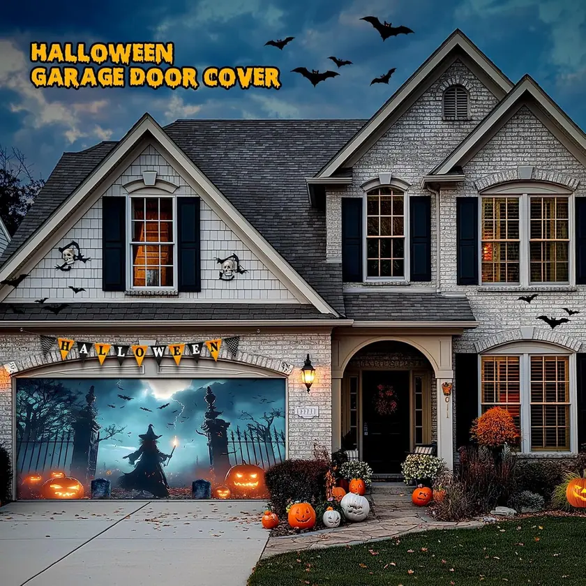 Halloween 2-Car Garage Door Cover