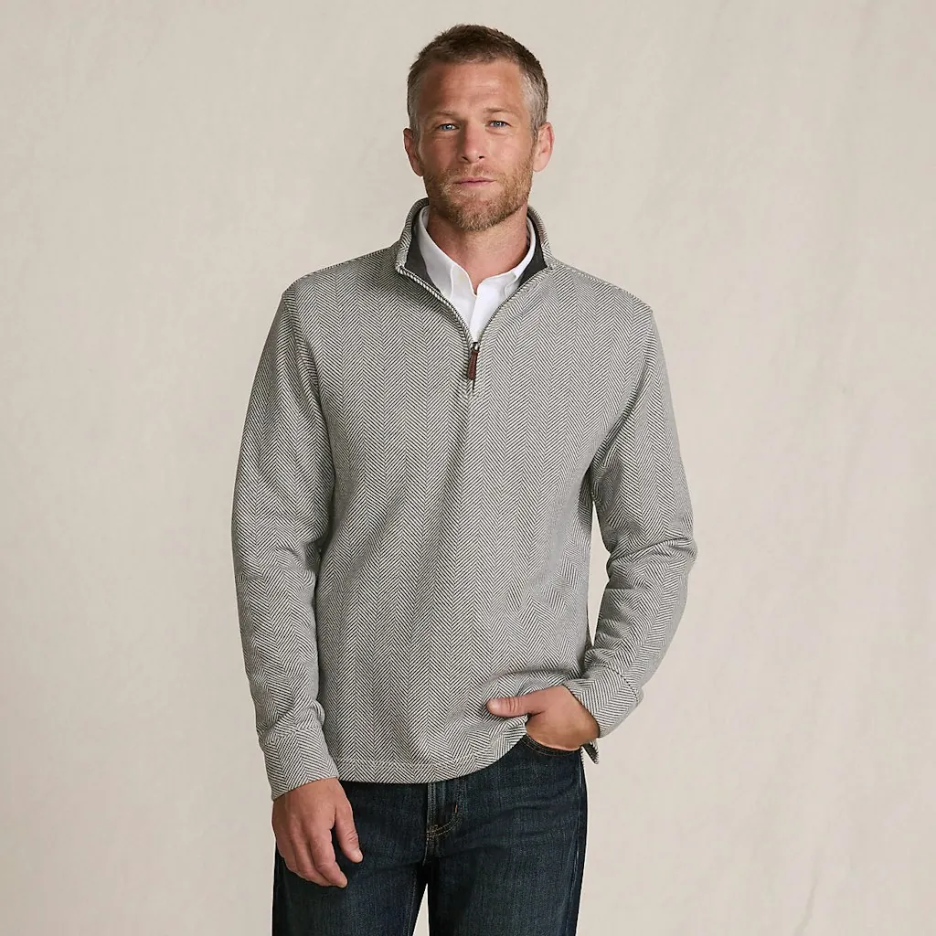 Lands' End Men's Bedford Rib Casual Quarter Zip Pullover Sweater