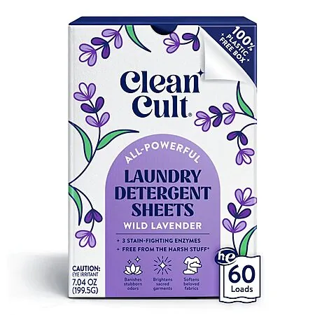 Select Accounts: 60-Ct Cleancult Laundry Detergent Sheets (Wild Lavender)