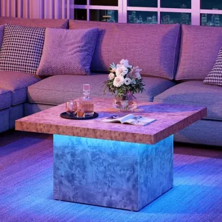 YITAHOME Square Coffee Table w/ LED Lighting