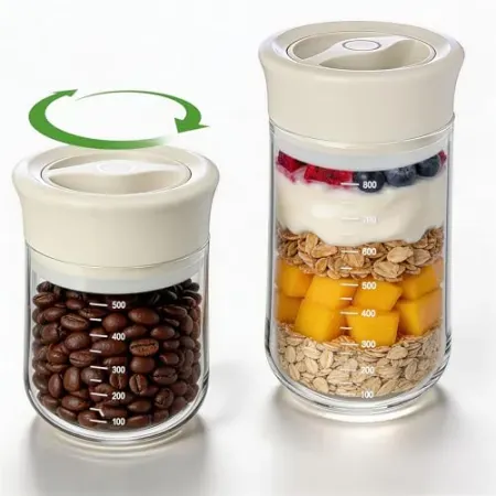 2-Pack iETH Glass Overnight Oats Containers with Lids