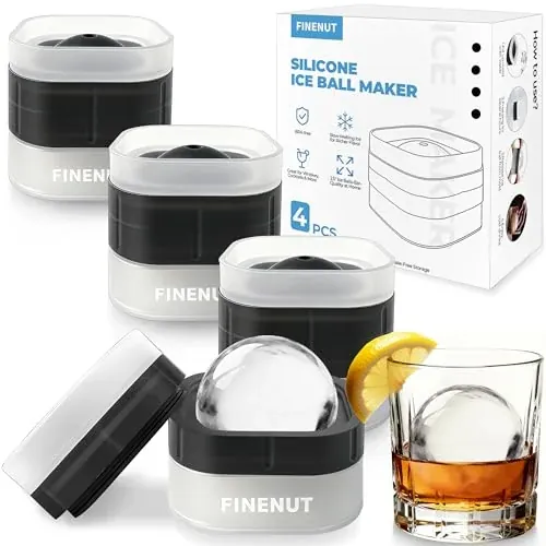 Easy Release Ice Ball Maker Mold, 4 Pack, 2.5 Inch Large Round