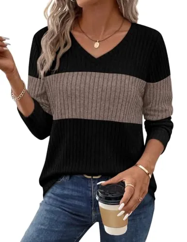 WIHOLL Long Sleeve V Neck Shirts - Many Colors