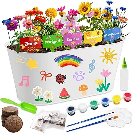 25-Pc RootCraft Paint & Plant Kid's Gardening Set /w 5 Variety Flower Seeds